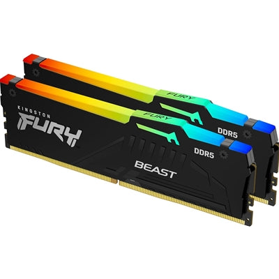 Kingston FURY Beast KF560C36BBE2AK2-32 RGB 32GB (2x16GB) System Memory, DDR5, 6000MHz, Black, 288 Pin, 1.35v, CL36, AMD EXPO Certified Kingston FURY Beast KF560C36BBE2AK2-32 RGB 32GB (2x16GB) System Memory, DDR5, 6000MHz, Black, 288 Pin, 1.35v, CL36, AMD EXPO Certified